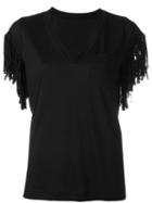 Sacai Fringed T-shirt, Women's, Size: 4, Black, Linen/flax/polyester