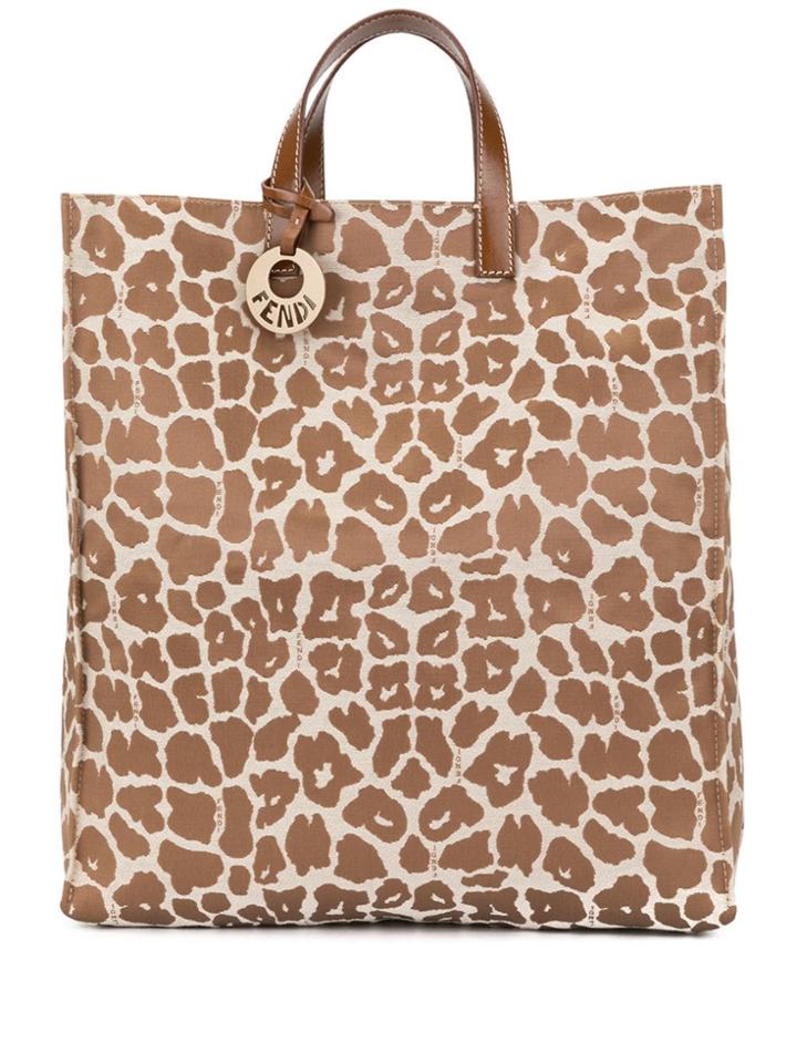 Fendi Vintage Leopard Hand Tote Bag - Brown