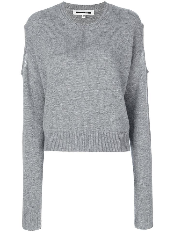 Mcq Alexander Mcqueen - Cut-out Shoulder Jumper - Women - Cashmere/wool - S, Grey, Cashmere/wool