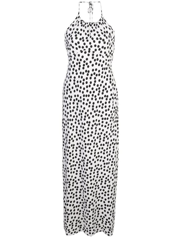Rixo Halterneck Dotted Dress - White