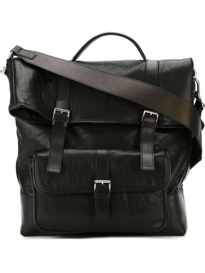 Neil Barrett Buckled Messenger Bag, Black, Leather