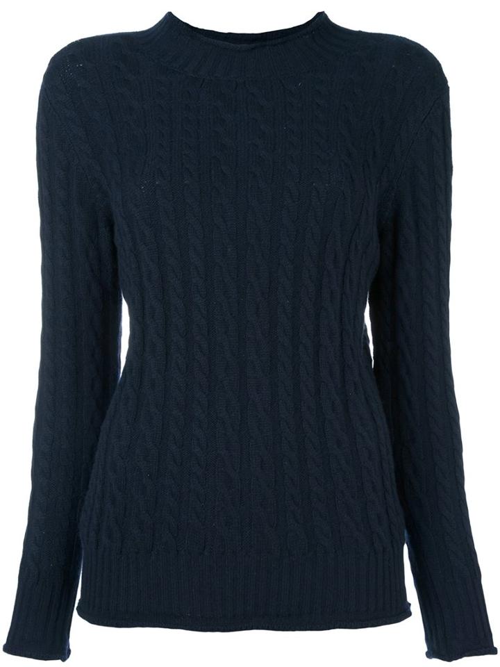 Liska Cashmere Round Neck Pullover, Women's, Size: Small, Blue, Cashmere