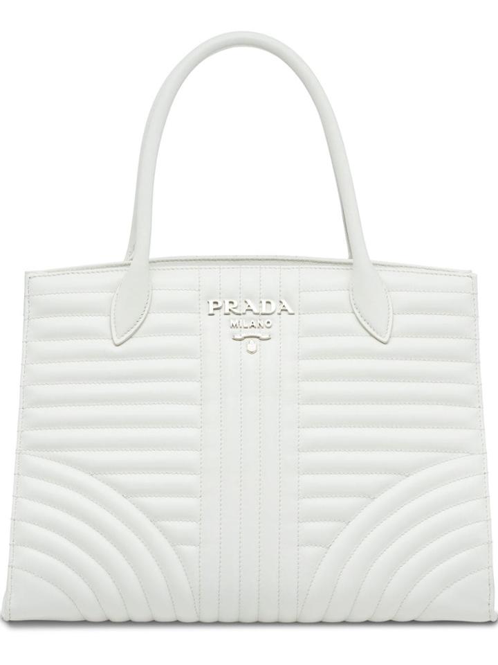 Prada Diagramme Tote Bag - White