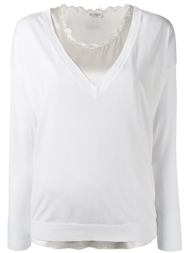 Brunello Cucinelli - Layered Top - Women - Silk/cotton - L, Women's, White, Silk/cotton