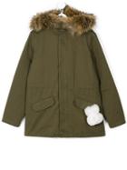 Yves Salomon Enfant - Hooded Parka - Kids - Cotton/rabbit Fur/polyester/marmot Fur - 14 Yrs, Green