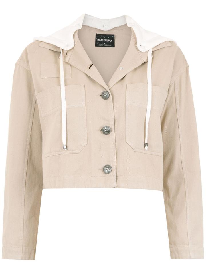 Andrea Bogosian Hooded Cropped Jacket - Neutrals