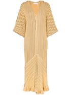 Chloé Hooded Stripy Button-down Cotton Blend Midi Dress - Yellow