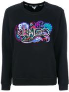 Kenzo Paisley Logo Embroidered Sweatshirt - Black