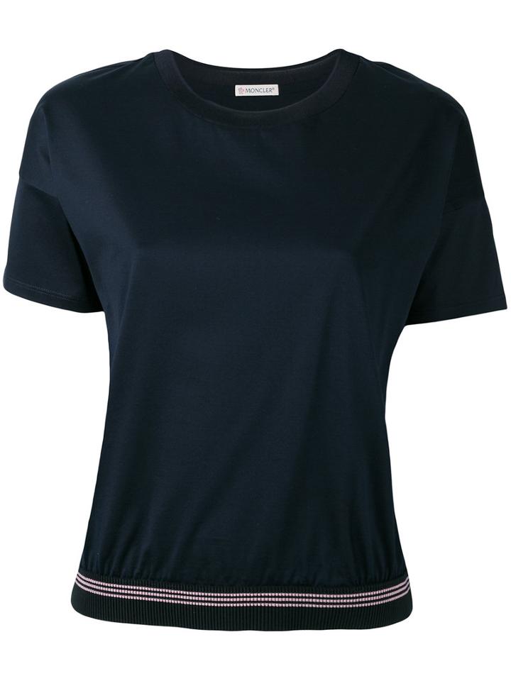 Moncler Ribbed Hem T-shirt, Women's, Size: Xs, Blue, Cotton