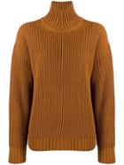Msgm Turtleneck Ribbed Jumper - Brown