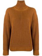 Msgm Turtleneck Ribbed Jumper - Brown