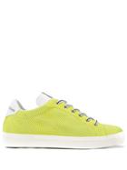 Leather Crown Perforated Sneakers - Yellow