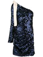 Msgm Sequin One Shoulder Dress - Blue