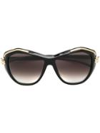 Cartier 'panthère Wild' Sunglasses, Women's, Black, Acetate/metal (other)/14kt Gold/enamel