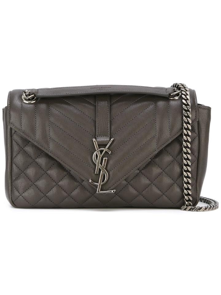 Saint Laurent Medium 'monogram' Crossbody Bag - Grey