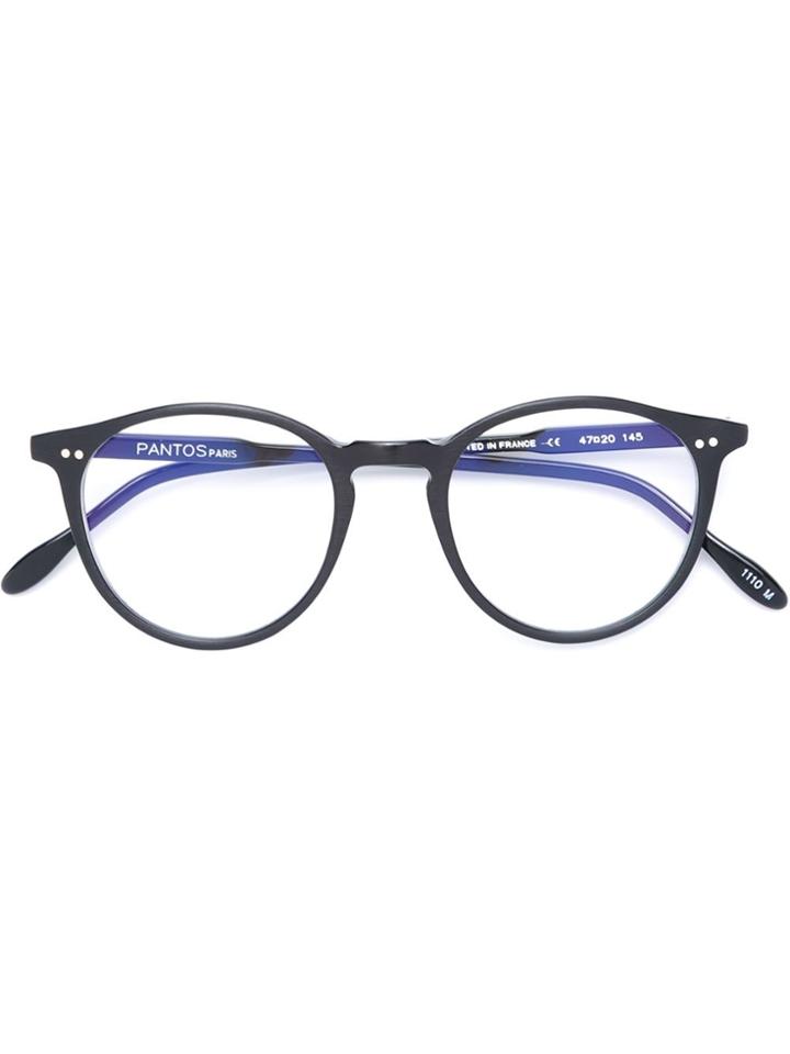 Pantos Paris Round Frame Glasses - Black