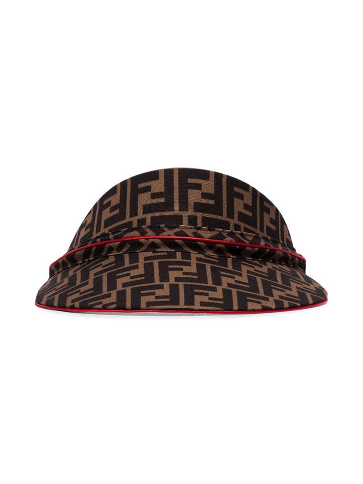 Fendi Brown, Black And Red Rim Ff Logo Visor