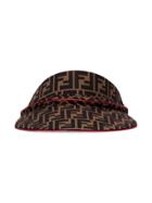 Fendi Brown, Black And Red Rim Ff Logo Visor