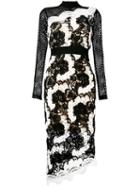 Self-portrait - Asymmetric Floral Lace Dress - Women - Polyester/spandex/elastane - 12, Black, Polyester/spandex/elastane