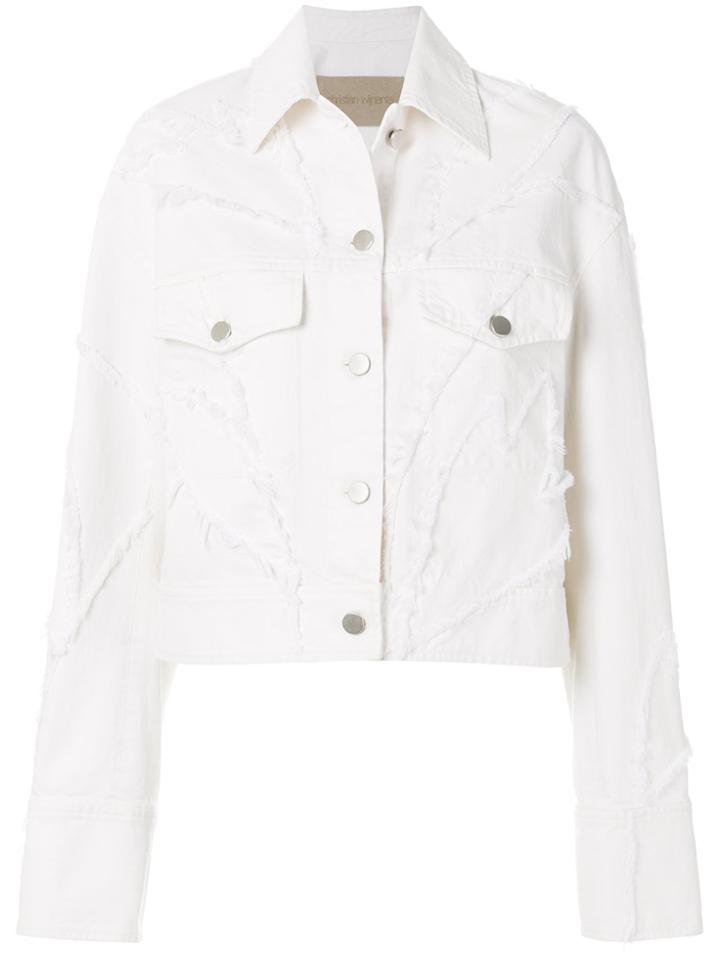 Christian Wijnants Distressed Patchwork Denim Jacket - White