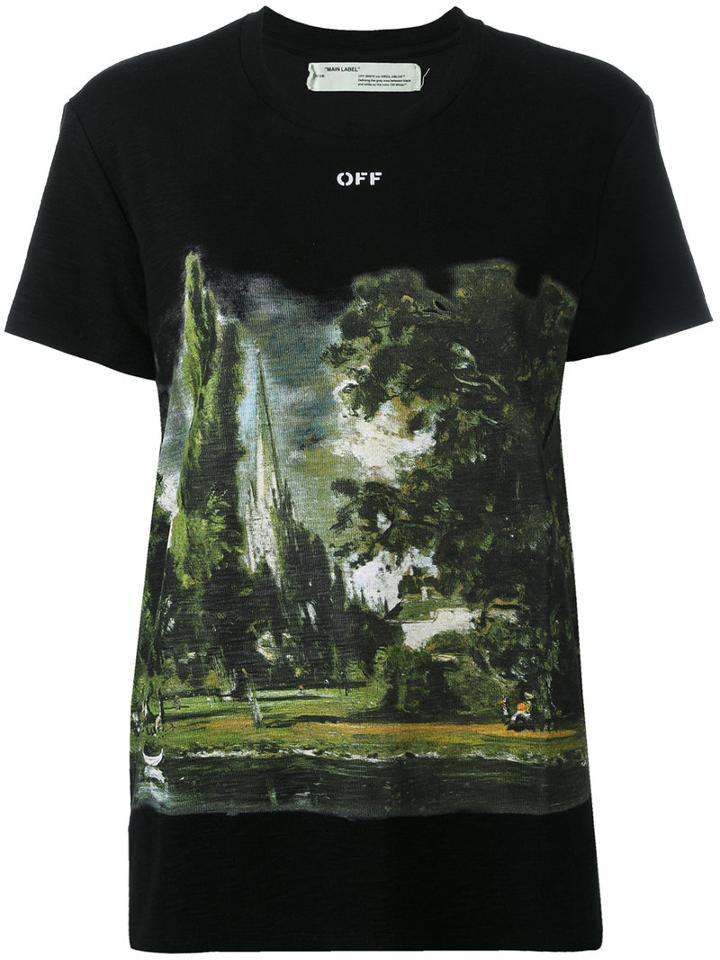 Off-white - 'countryside' T-shirt - Women - Cotton/viscose/silk - M, Black, Cotton/viscose/silk