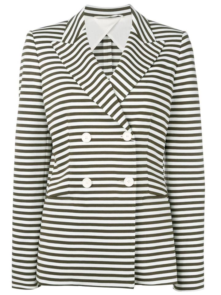 Max Mara Striped Double Breasted Blazer - White