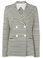 Max Mara Striped Double Breasted Blazer - White