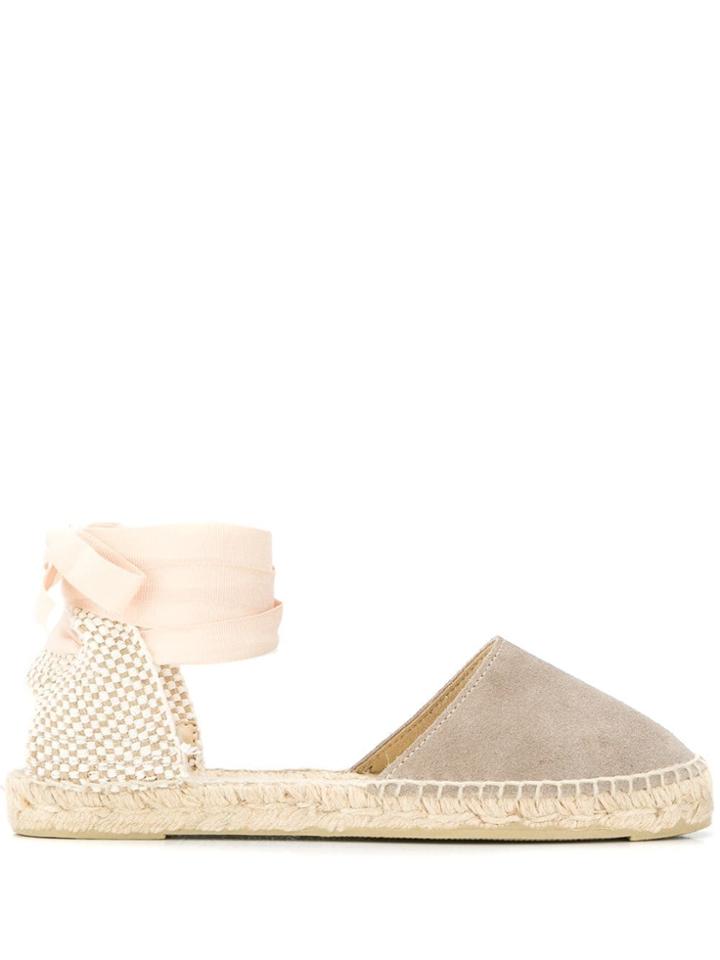 Manebi Ribbon Tied Espadrilles - Neutrals
