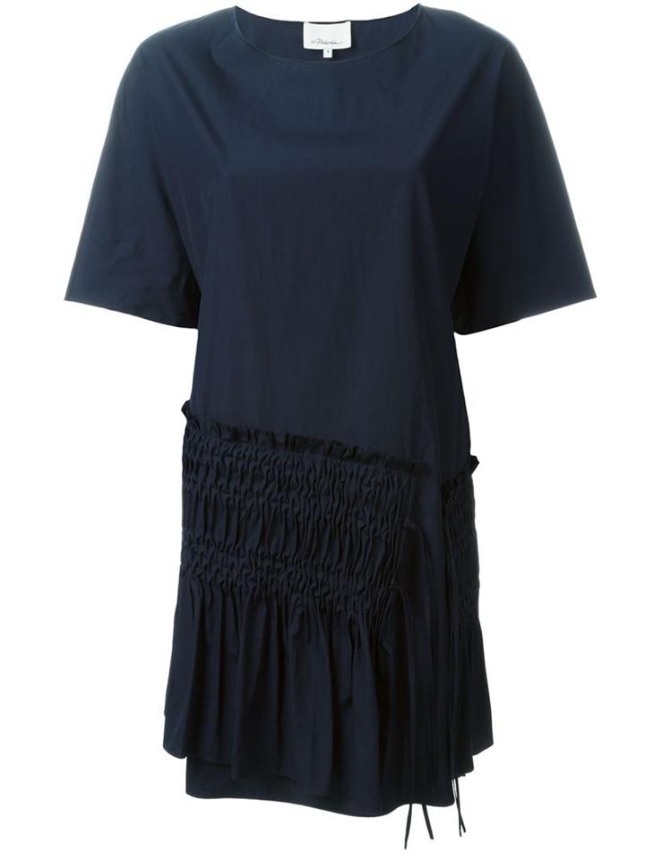 3.1 Phillip Lim Ruched Panel Shift Dress, Women's, Size: 6, Blue, Cotton