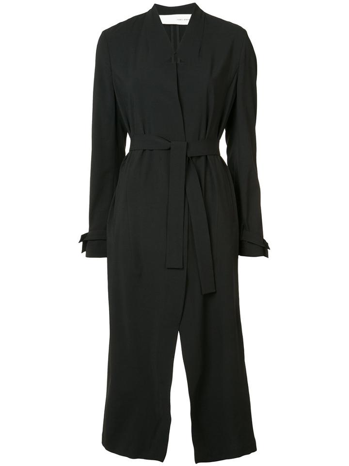 Isabel Benenato - Split Belted Jacket - Women - Spandex/elastane/viscose/wool - 38, Women's, Black, Spandex/elastane/viscose/wool