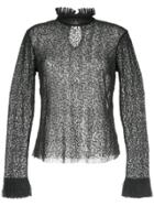 Aje Themeda Ruffle Neck Embellished Blouse - Black