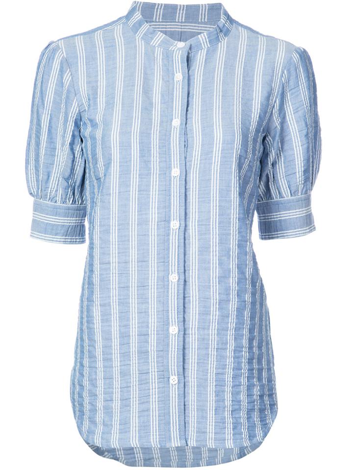 Veronica Beard Striped Shortsleeved Shirt - Blue
