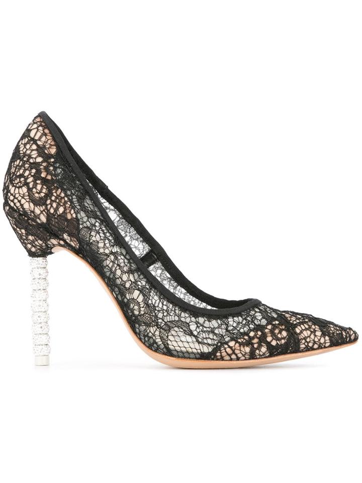 Sophia Webster Lace Pointed Toe Pumps - Black