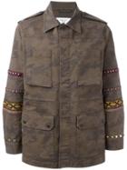 Fashion Clinic Timeless Embroidered Sleeve Field Jacket - Green