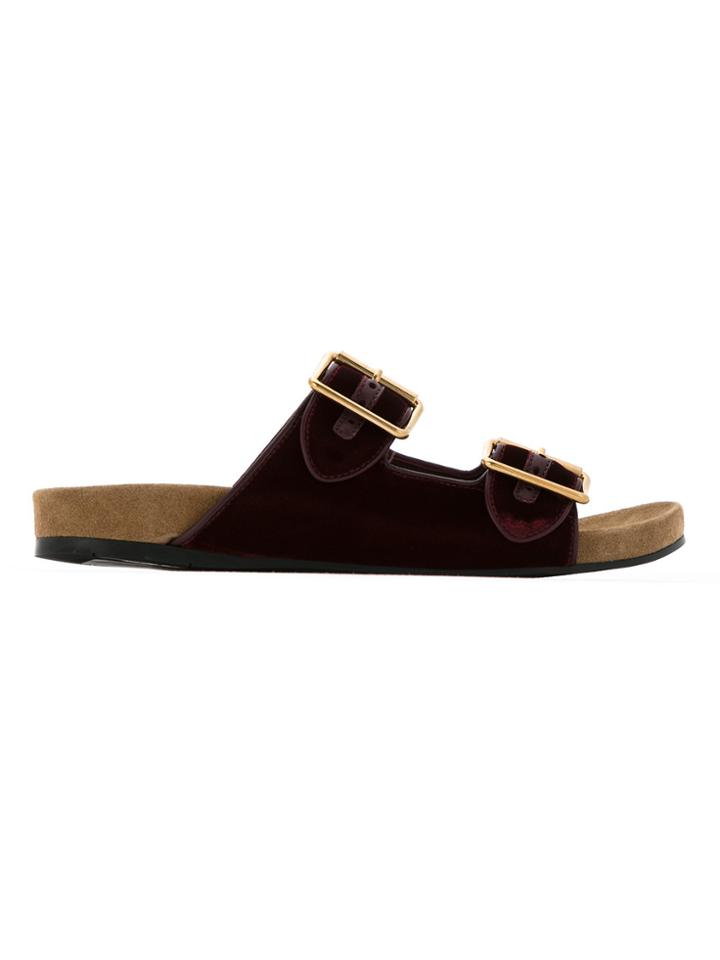 Prada Buckle Slip-on Sandals - Red