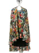Richard Quinn Dragon Printed Asymmetric Dress - Black