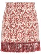 Chloé Tapestry Fringed Mini Skirt - Red