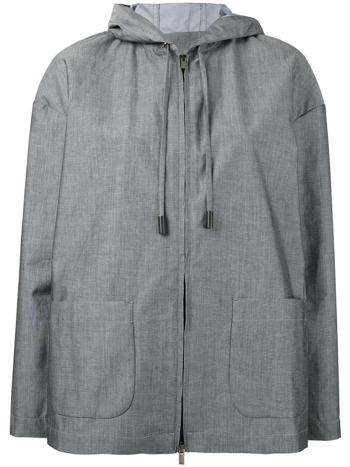 Eleventy - Patch Pockets Hooded Jacket - Women - Cotton/polyamide - L, Grey, Cotton/polyamide