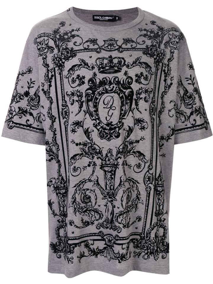 Dolce & Gabbana Baroque Logo Print T-shirt - Grey