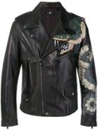 Htc Los Angeles Snake Print Biker Jacket - Black