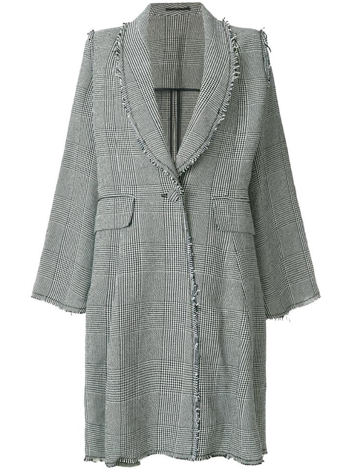Golden Goose Deluxe Brand Flared Plaid Coat - Blue