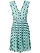 M Missoni Embroidered Pleated Midi Dress - Blue