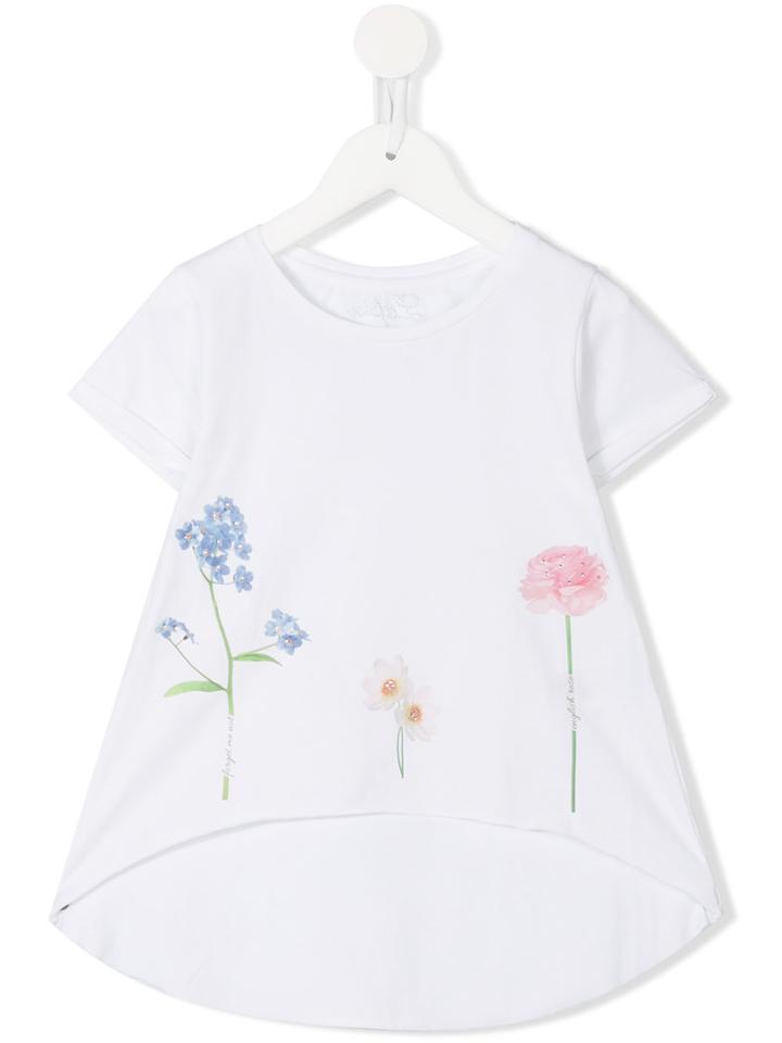 Lapin House - Floral Print T-shirt - Kids - Cotton/spandex/elastane - 10 Yrs, Girl's, White