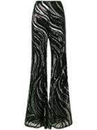 Halpern Swirled Sequin Flared Trousers - Black