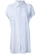 Mikio Sakabe - Elongated Stripe Shirt - Women - Cotton - L, Blue, Cotton