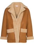 Duo Graphic Print Sheepskin Jacket - Brown