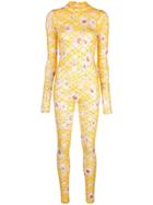 Collina Strada Sheer Floral Lace Bodysuit - Yellow