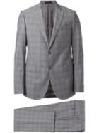 Armani Collezioni Tonal Check Suit, Men's, Size: 54, Grey, Acetate/viscose/virgin Wool