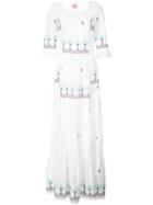 Le Sirenuse Tiered Embroidered Trim Dress - White