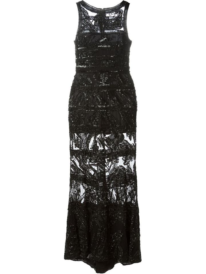 Elie Saab Beaded Embellished Sheer Gown, Women's, Size: 40, Black, Polyamide/silk